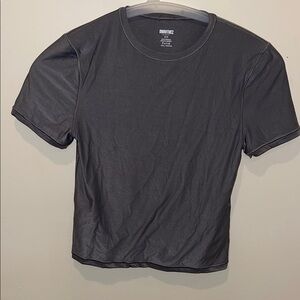 aerie Women’s Black Crewneck Short Sleeve Tee cropped